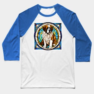Stained Glass Saint Bernard Baseball T-Shirt